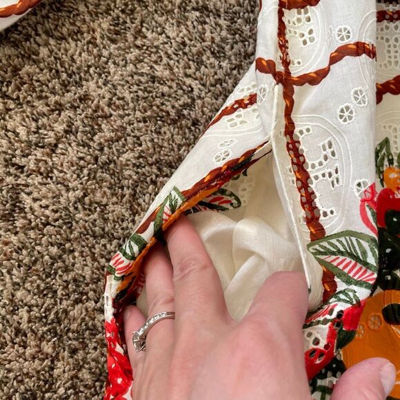 Tory Burch Broderie Anglaise Painter’s Dress fruit basket women’s size 10 - Picture 10 of 14